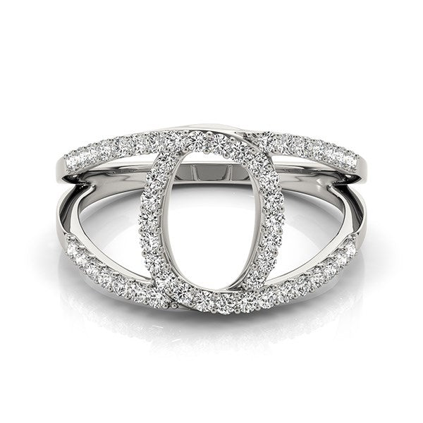 14k White Gold Diamond Loop Style Dual Band Ring