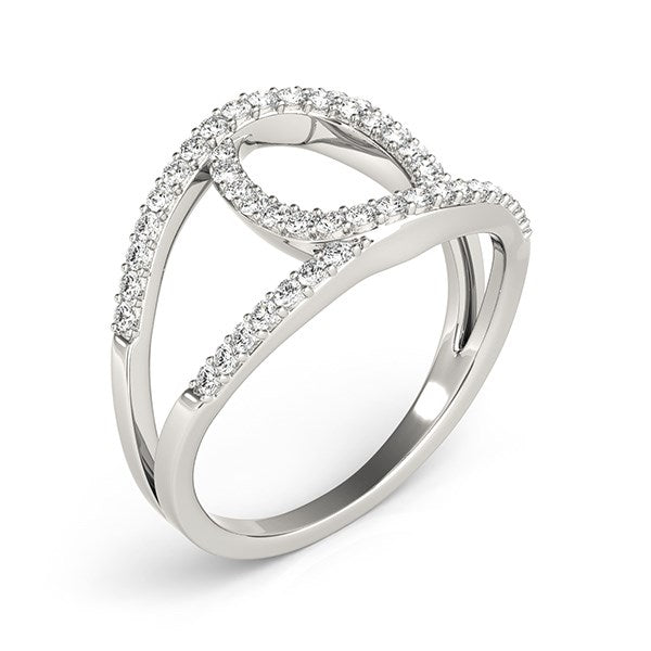 14k White Gold Diamond Loop Style Dual Band Ring
