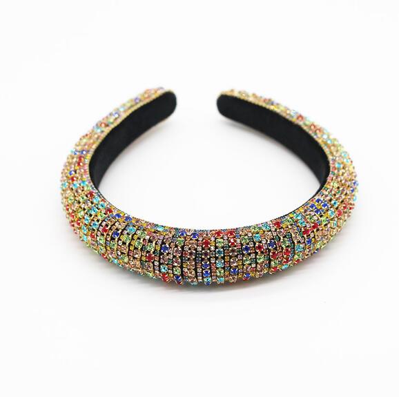 Baroque Full Crystal Hair Bands For Women Lady Luxury Shiny Padded Diamond Headband Hair Hoop Fashion Hair Accessories - Korvel