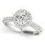 Bague de fiançailles en diamant halo en or blanc 14k avec bande pavée