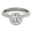 Bague de fiançailles en diamant halo en or blanc 14k avec bande pavée