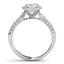 Bague de fiançailles en diamant halo en or blanc 14k avec bande pavée