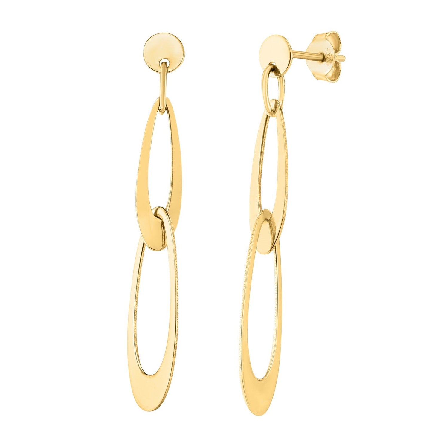 Pendientes Ovalados de Enlace Italiano en Oro Amarillo de 14k