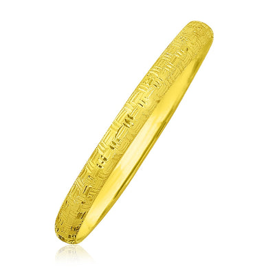 Bracelet texturé en or jaune 10 carats avec motif grec