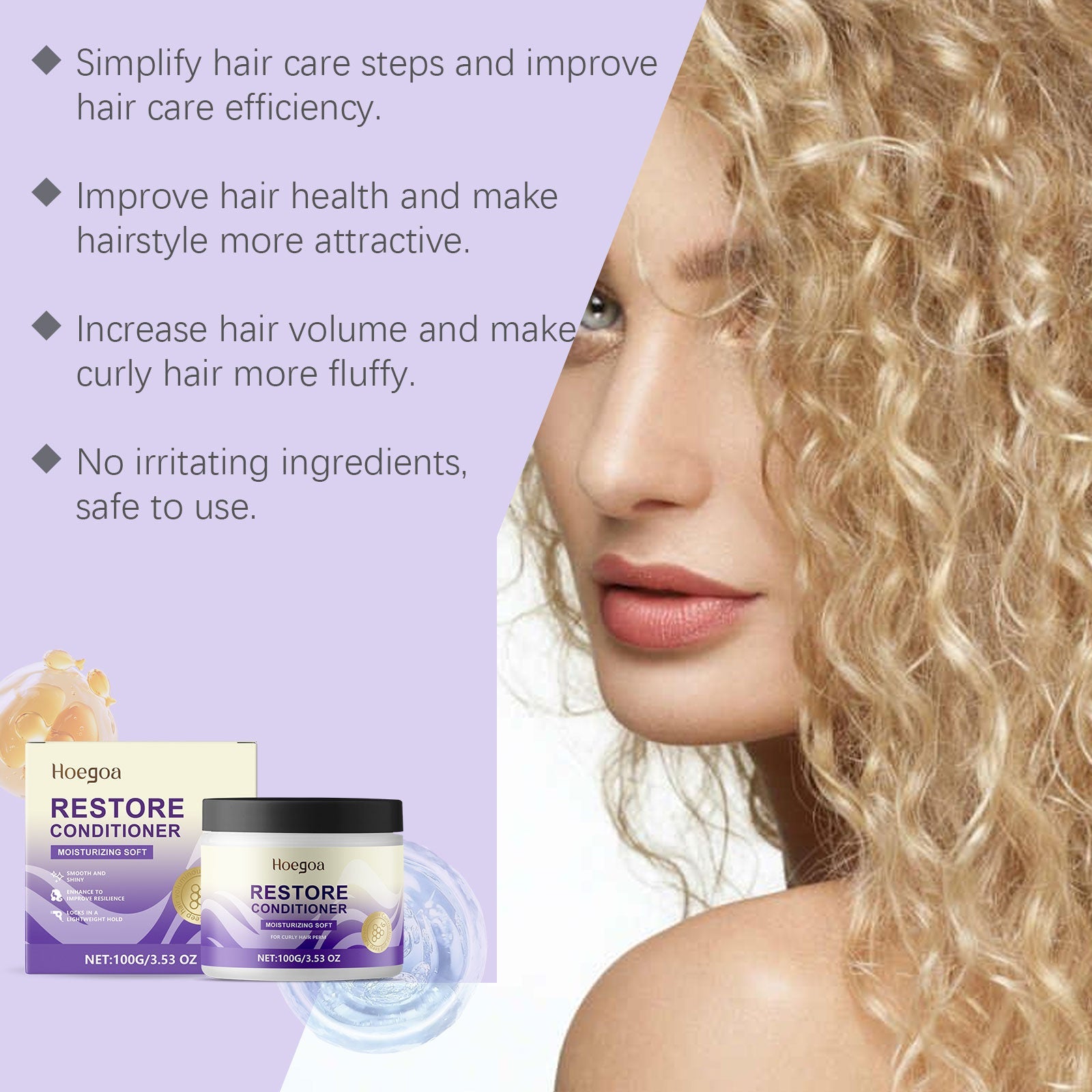Leave-In Repair Curl Mask Nourishes Frizzy Hair For Natural Curls Repair Voluminous Shine Lasting Styling Cream - Korvel
