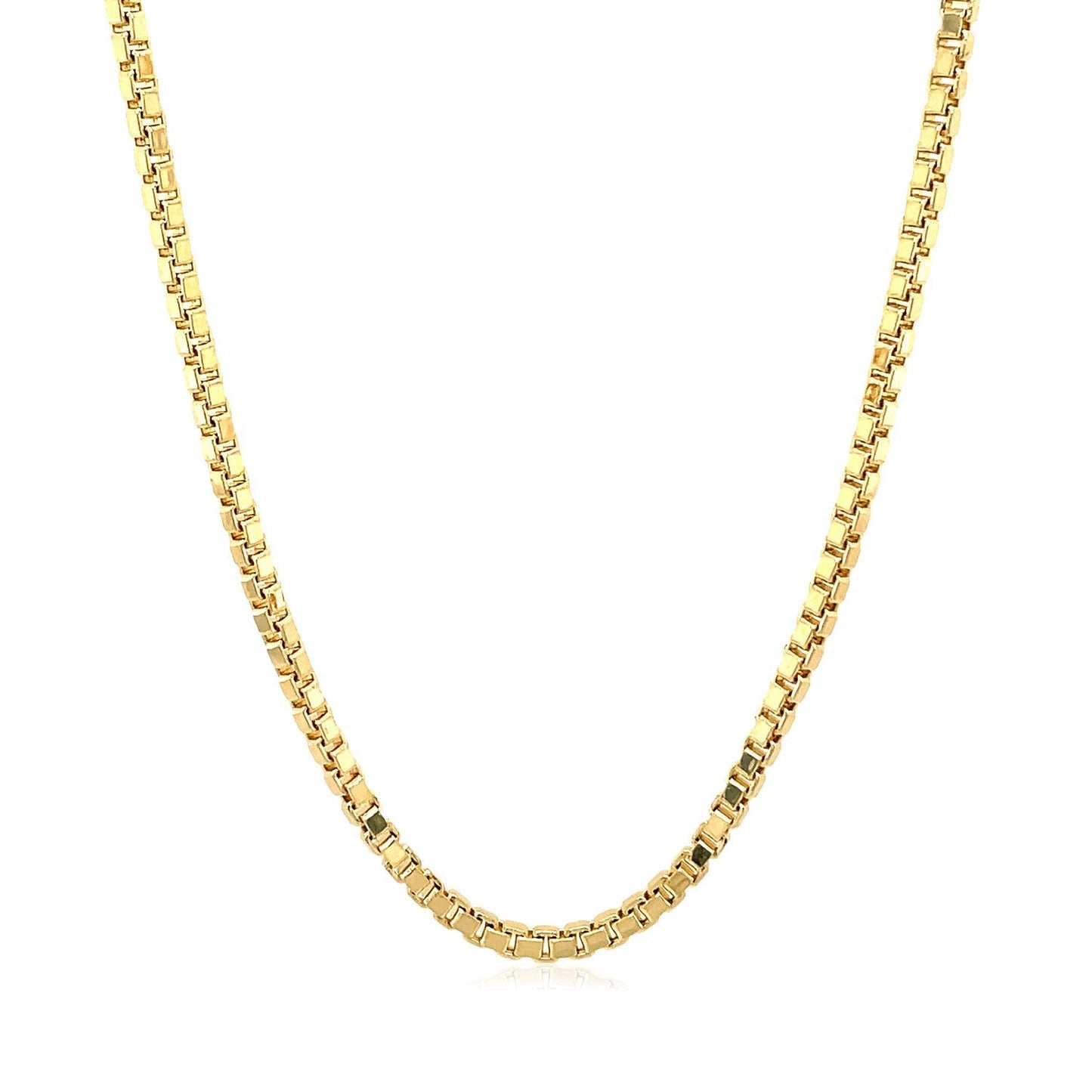 Cadena de Caja Semi Sólida de Oro Amarillo de 14k - 2.0mm