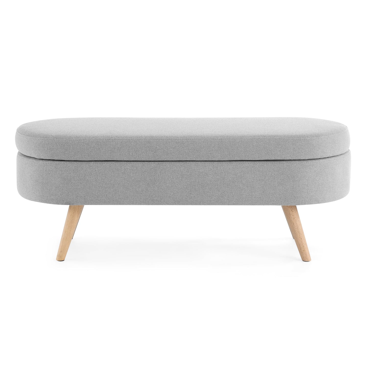 Ottoman Oval Storage Bench Rubber Wood Legs Grey(43.5"x16"x16") - Korvel
