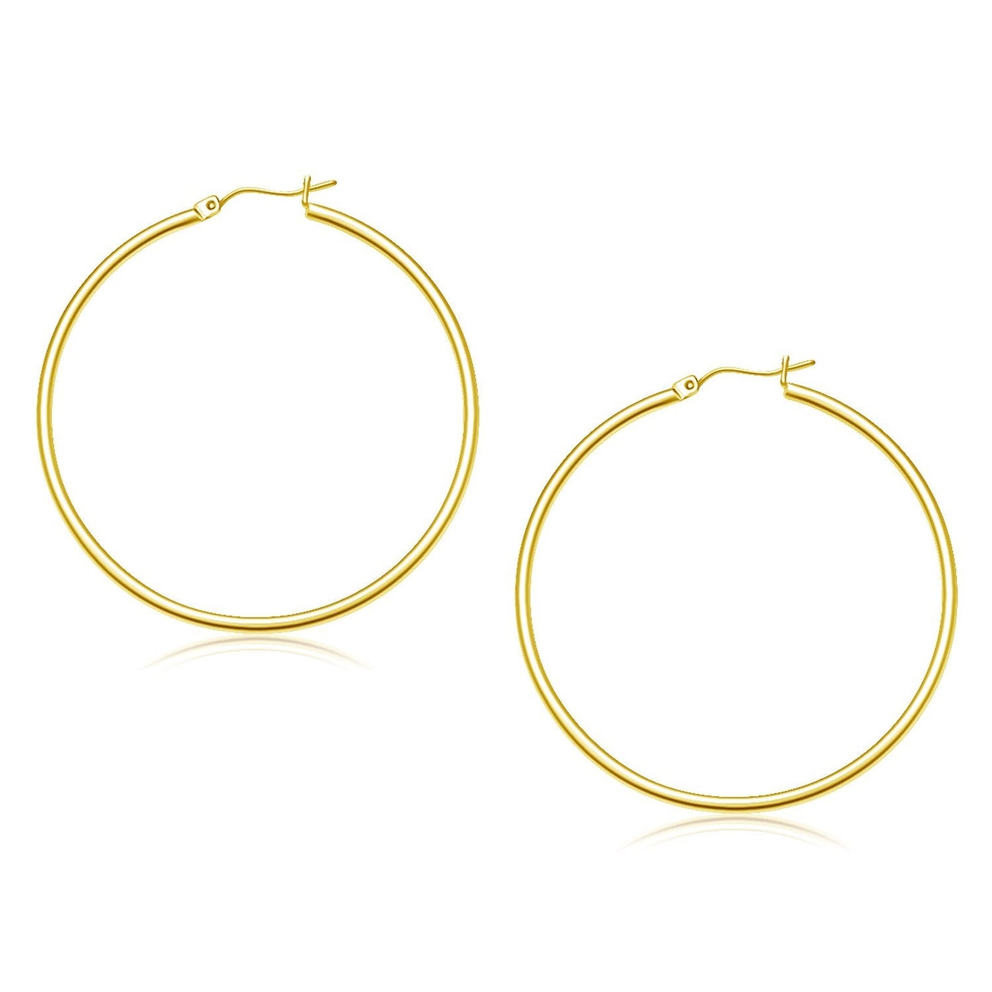 Aros de Aro Pulidos de Oro Amarillo de 10k - 45 mm