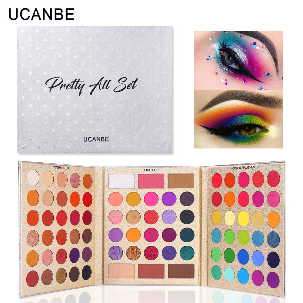 UCANBE 86 Colors Pretty Eyeshadow Palette Pearlescent Matte Eyeshadow Contouring Blush Highlight Multi effect Makeup - Korvel