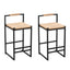 Set of 2 Bar Stools with Back Paper Rope Woven Counter Height Dining Chairs for Kitchen Home (Paper Rope with Back) - Korvel