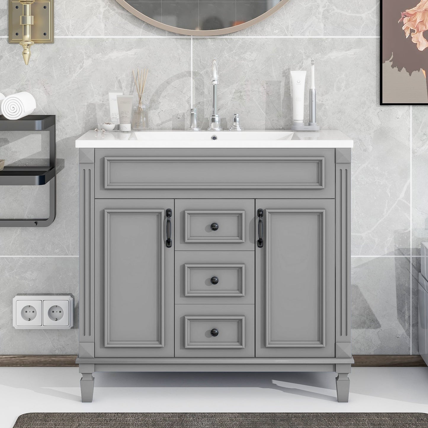 36'' Modern Bathroom Vanity with Soft Closing Doors