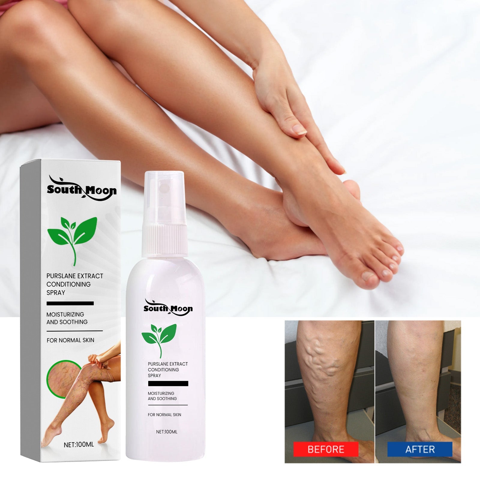 Purslane Extract Conditioning Spray, Repair Earthworm Leg Relieve Leg Soreness Vein Massage Care Spray - Korvel