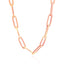 Collar de cadena de papel clip ancho de oro rosa de 14K