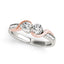 14k White and Rose Gold Two Diamond Curved Band Ring