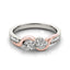 14k White and Rose Gold Two Diamond Curved Band Ring