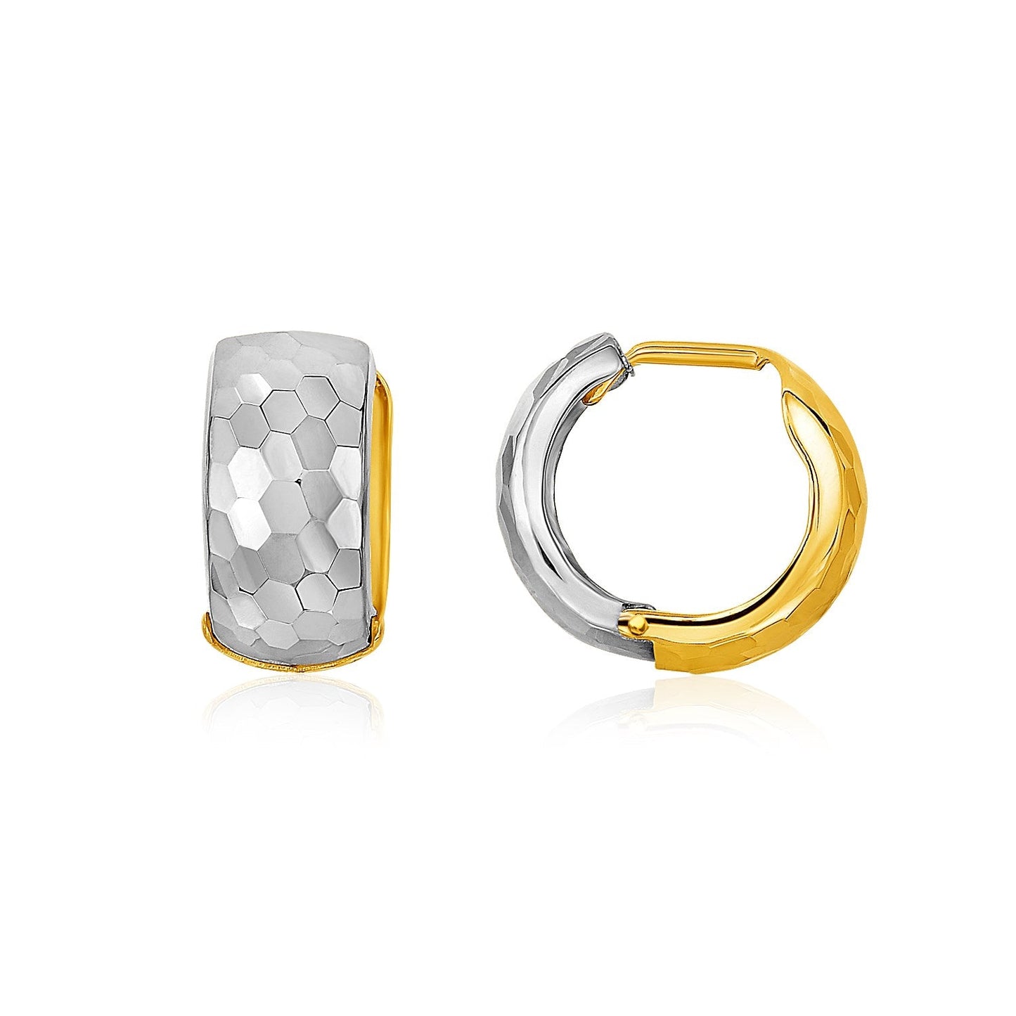 Boucles d'oreilles créoles en or bicolore 14k avec taille diamant