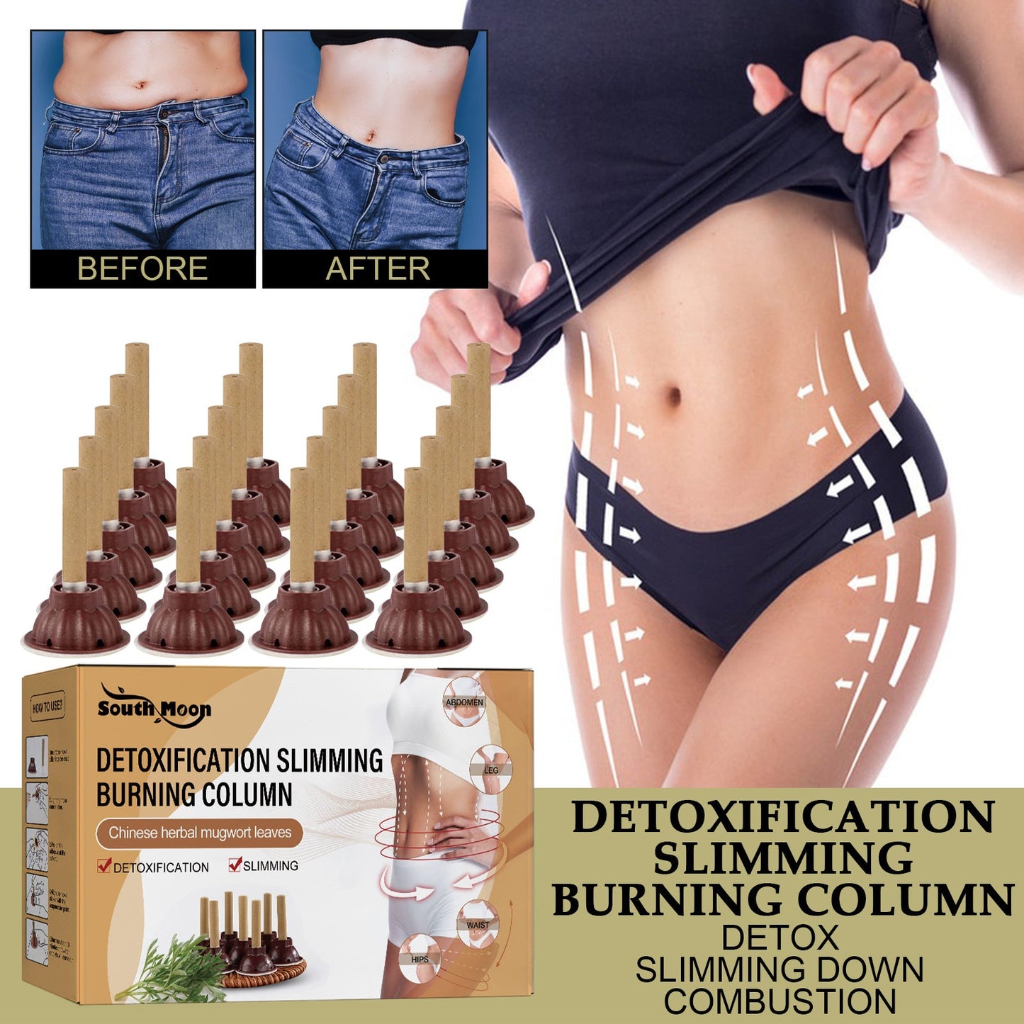 Detoxification Slimming Burning Column, Wormwood Burning Column Lifts Loose Skin Belly Firming And Shaping Body - Korvel