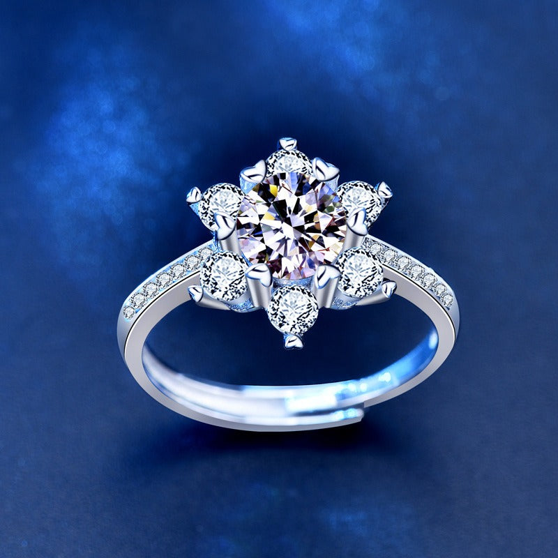 Mozambique 925 sterling silver ring with a female design sense, niche snowflake ring - Korvel