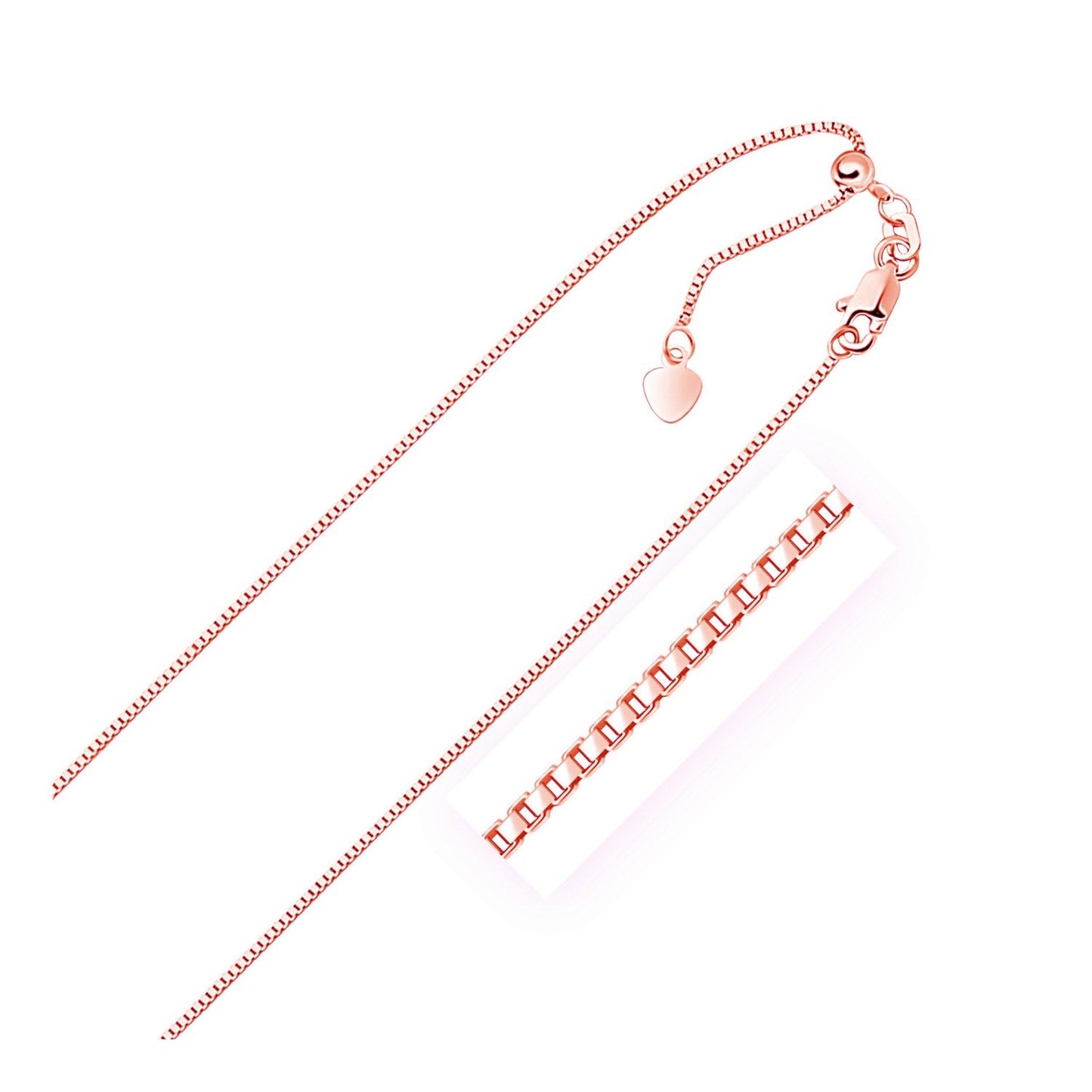 14k Rose Gold Adjustable Box Chain Necklace