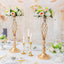 Wrought Iron Metal Flower Stand with Crystal Acrylic Beads Hanging Flower Arrangement, Gold-Plated Decoration for Wedding Tables - Korvel