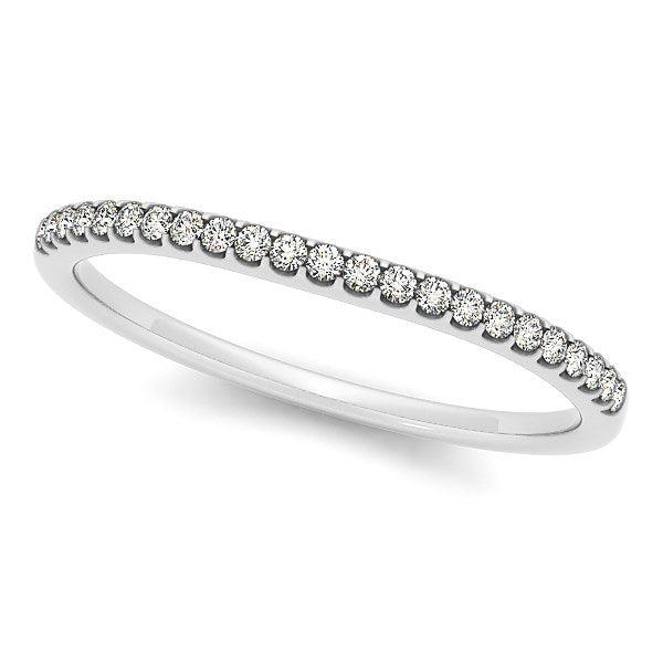 14k White Gold Scallop Setting Round Diamond Wedding Band