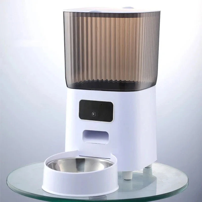 5L Double Bowls Smart Automatic Cat Feeder With Camera Cat Dry Food Video Dispenser Pet Smart Voice Recorder Auto Feeder For Dog - Korvel
