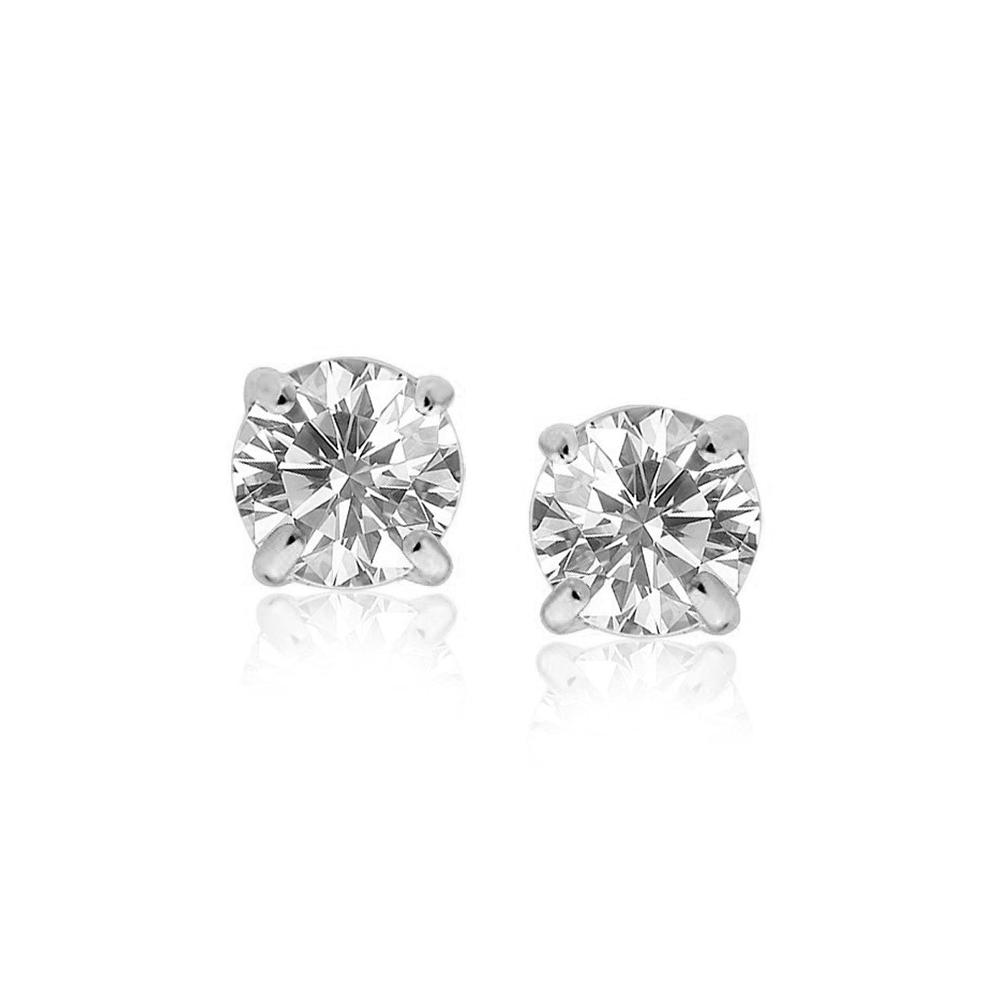 Pendientes de Stud de CZ Redondos de 8.0mm en Plata de Ley