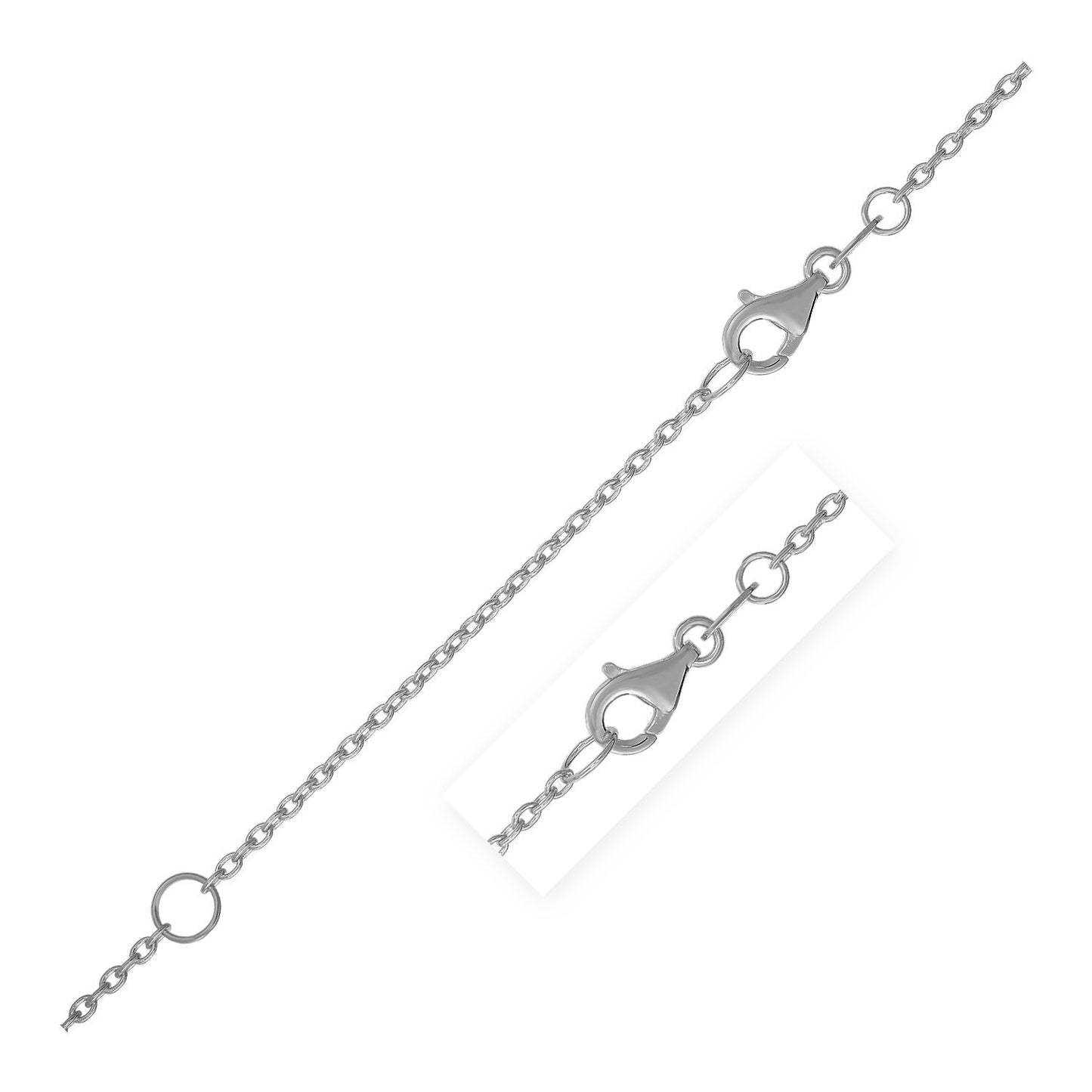 14k White Gold Extendable Cable Chain Necklace