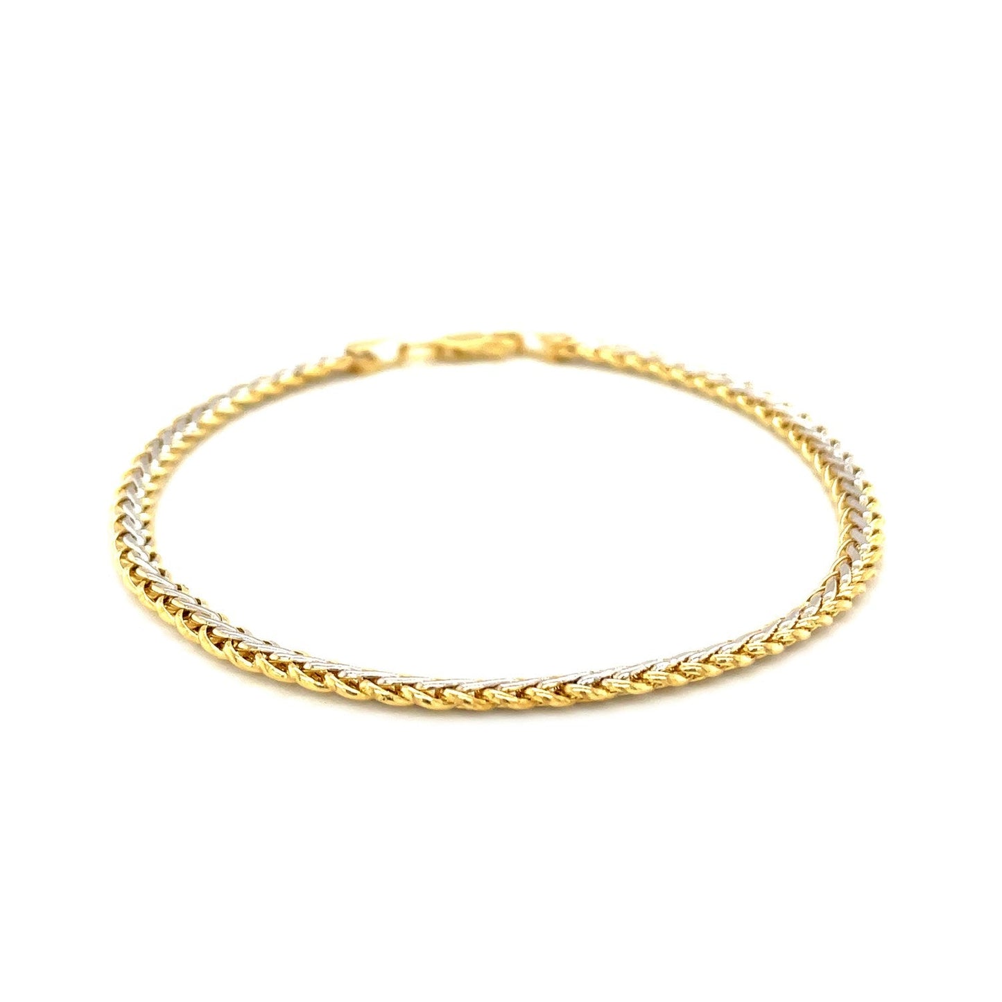 Bracelet en Chaîne de Blé Bicolore en Or 10k