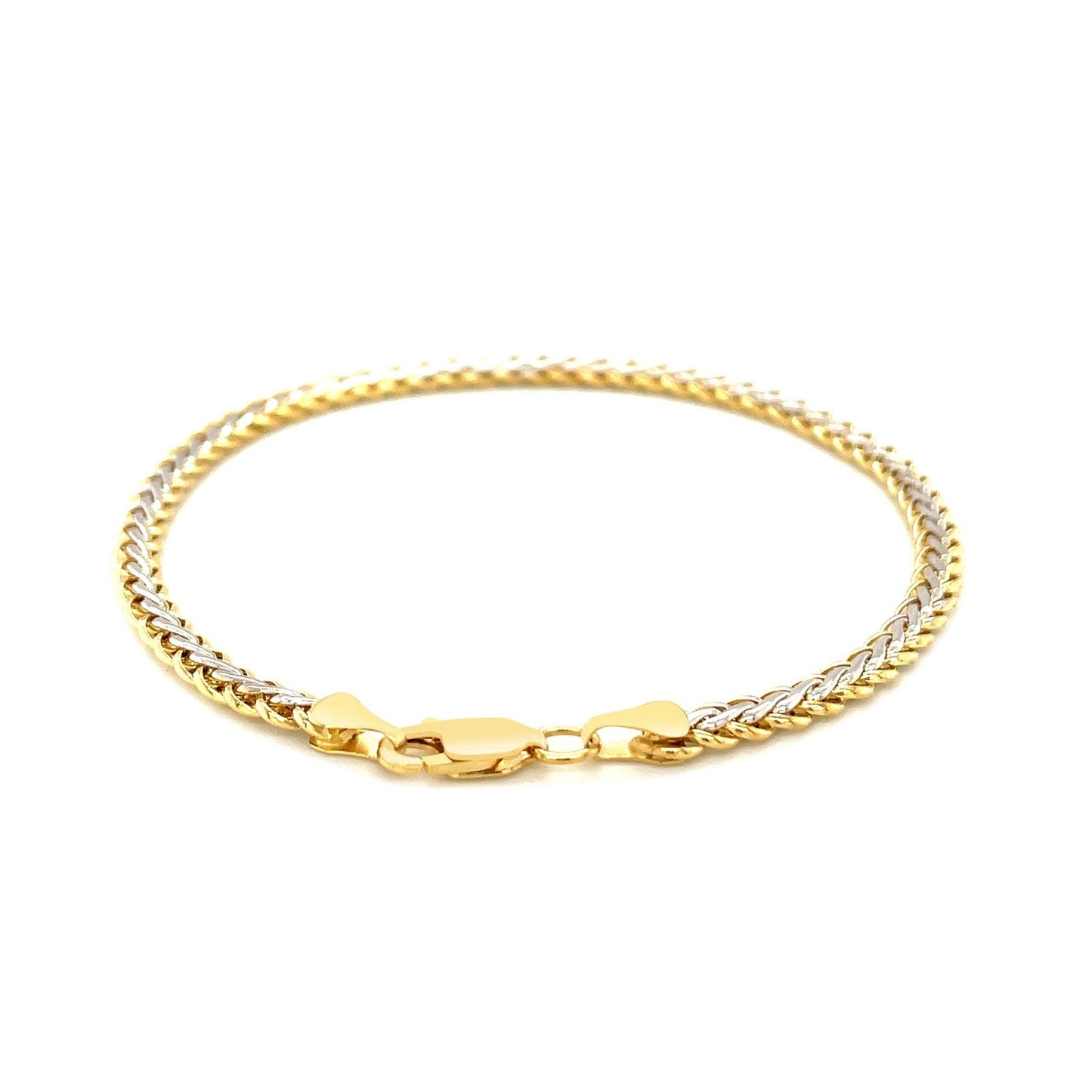 Bracelet en Chaîne de Blé Bicolore en Or 10k