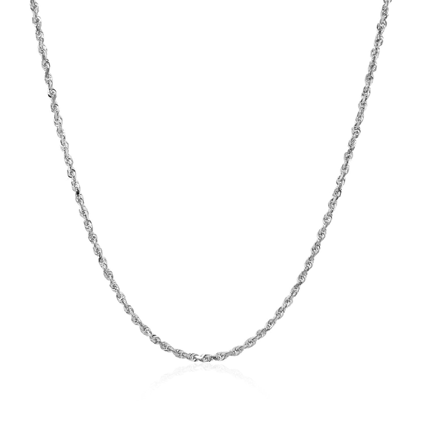 10k White Gold Solid Diamond Cut Rope Chain - 1.4mm