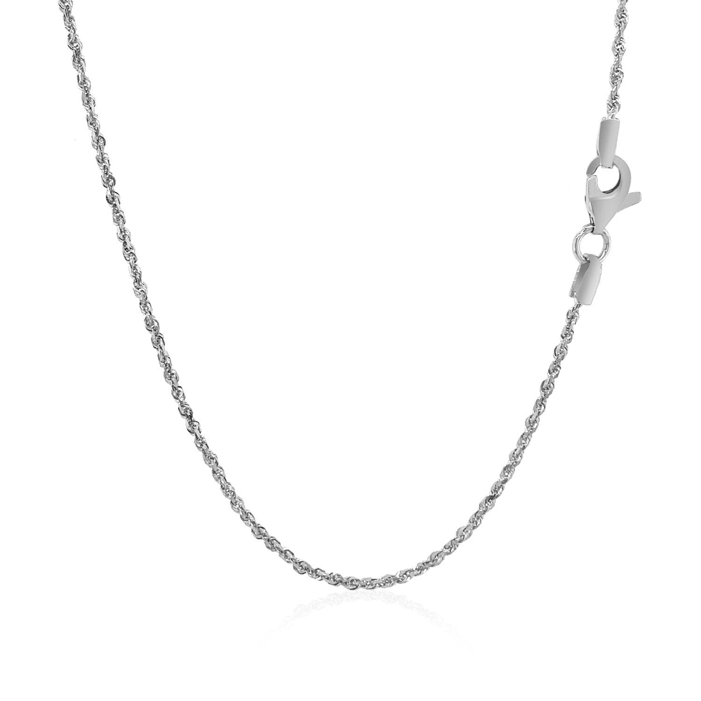 10k White Gold Solid Diamond Cut Rope Chain - 1.4mm