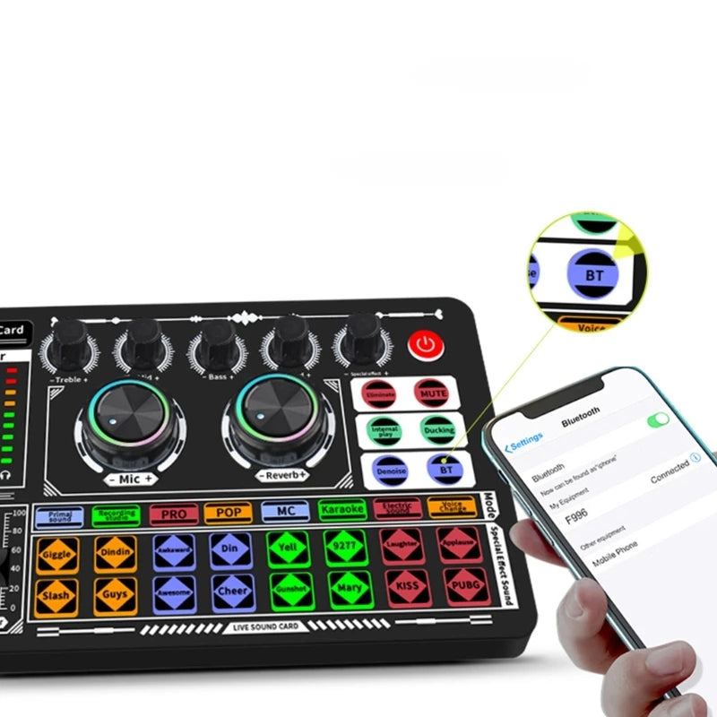 F999 Mixer Podcast Sound Board for Live Recording
