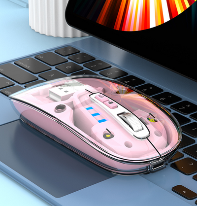 Ratón Transparente Inalámbrico Bluetooth - Doble Modo para Escritorio y Portátil
