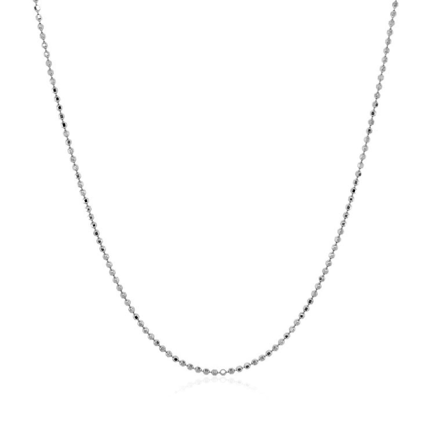 Cadena de cuentas cortada en diamante de oro blanco de 14k - 1.0mm