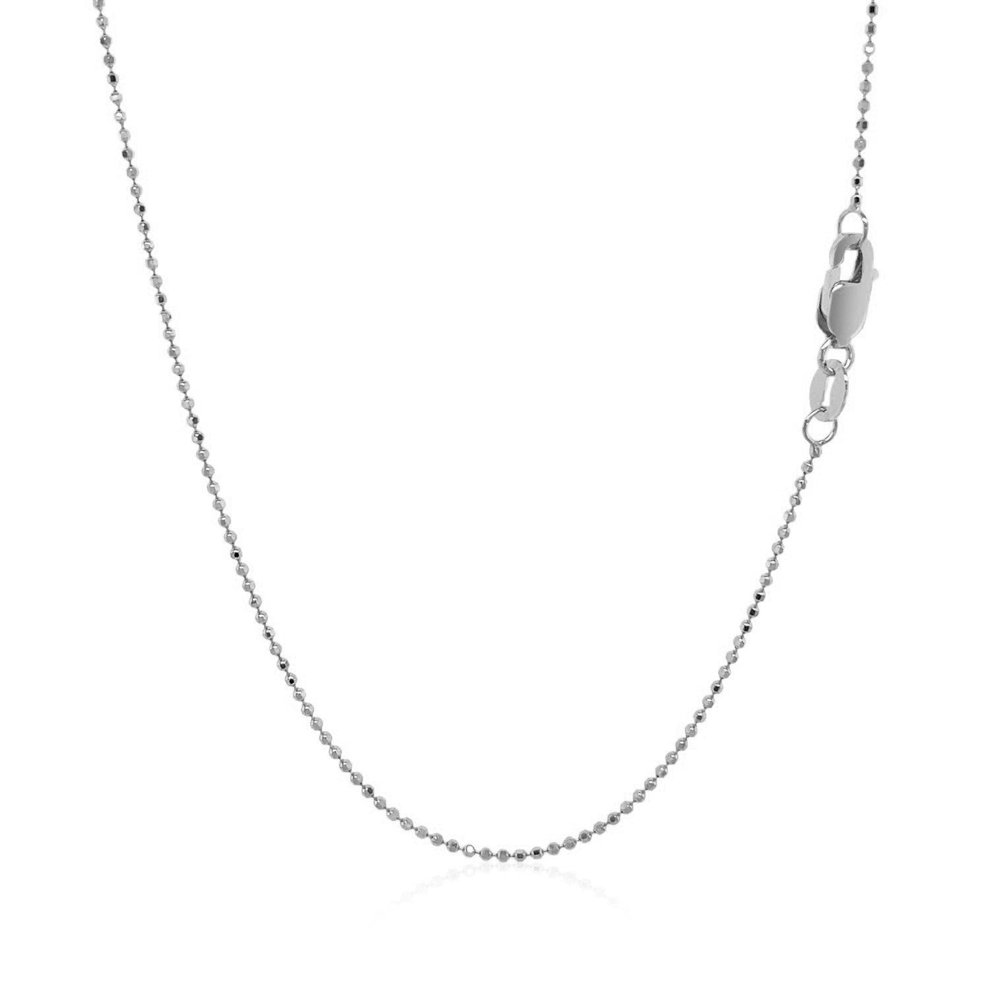 Cadena de cuentas cortada en diamante de oro blanco de 14k - 1.0mm