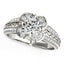 Round Diamond Floral Motif Engagement Ring in 14k White Gold
