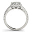 Round Diamond Floral Motif Engagement Ring in 14k White Gold