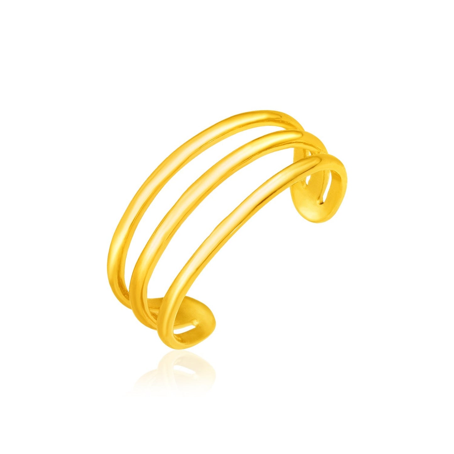 Anillo de dedo de tres barras de oro amarillo de 14k