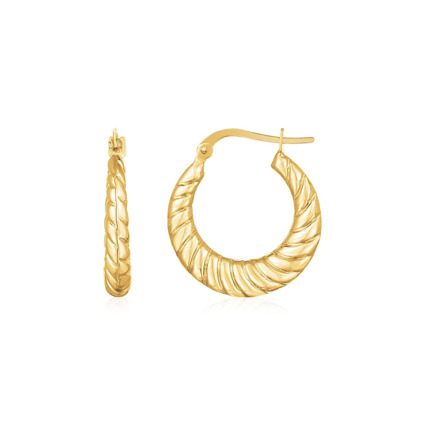 Aros Graduados de Cable Torcido Pulido de Oro Amarillo de 14K