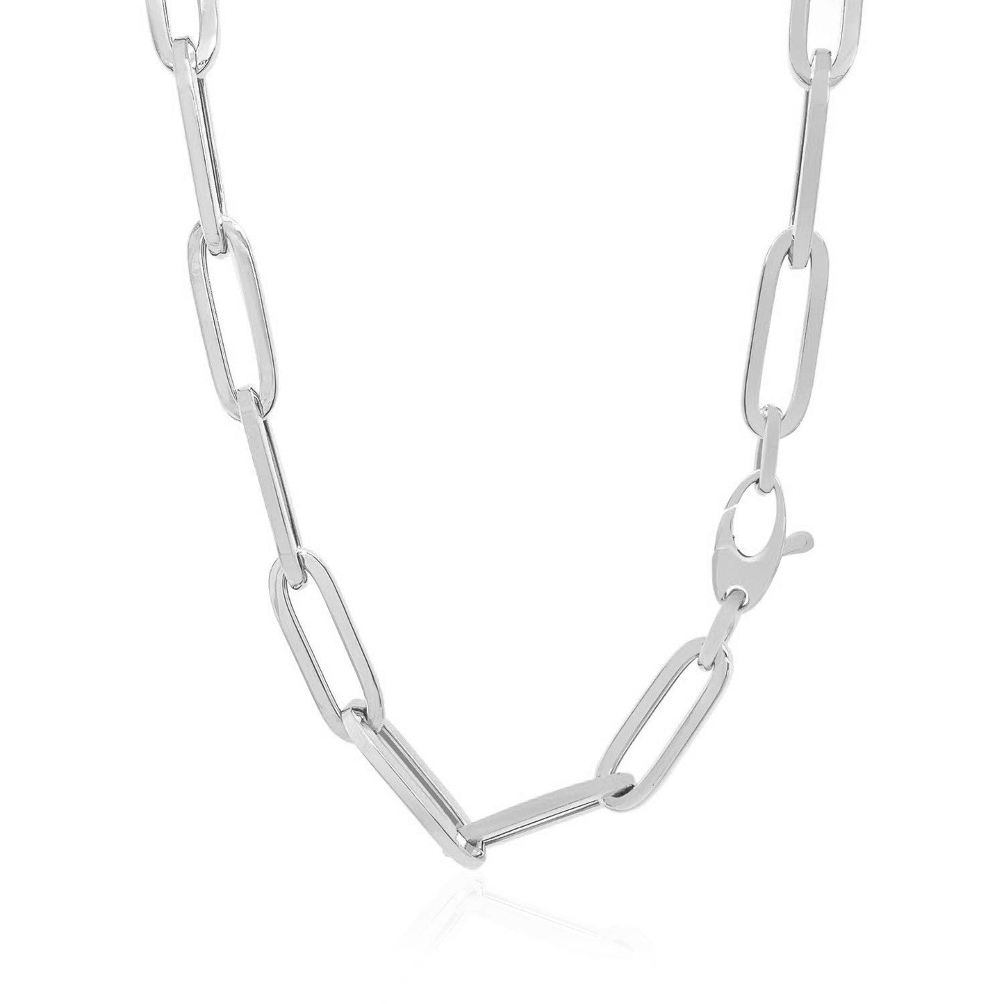 Collier en chaîne large en papier clip en or blanc 14K