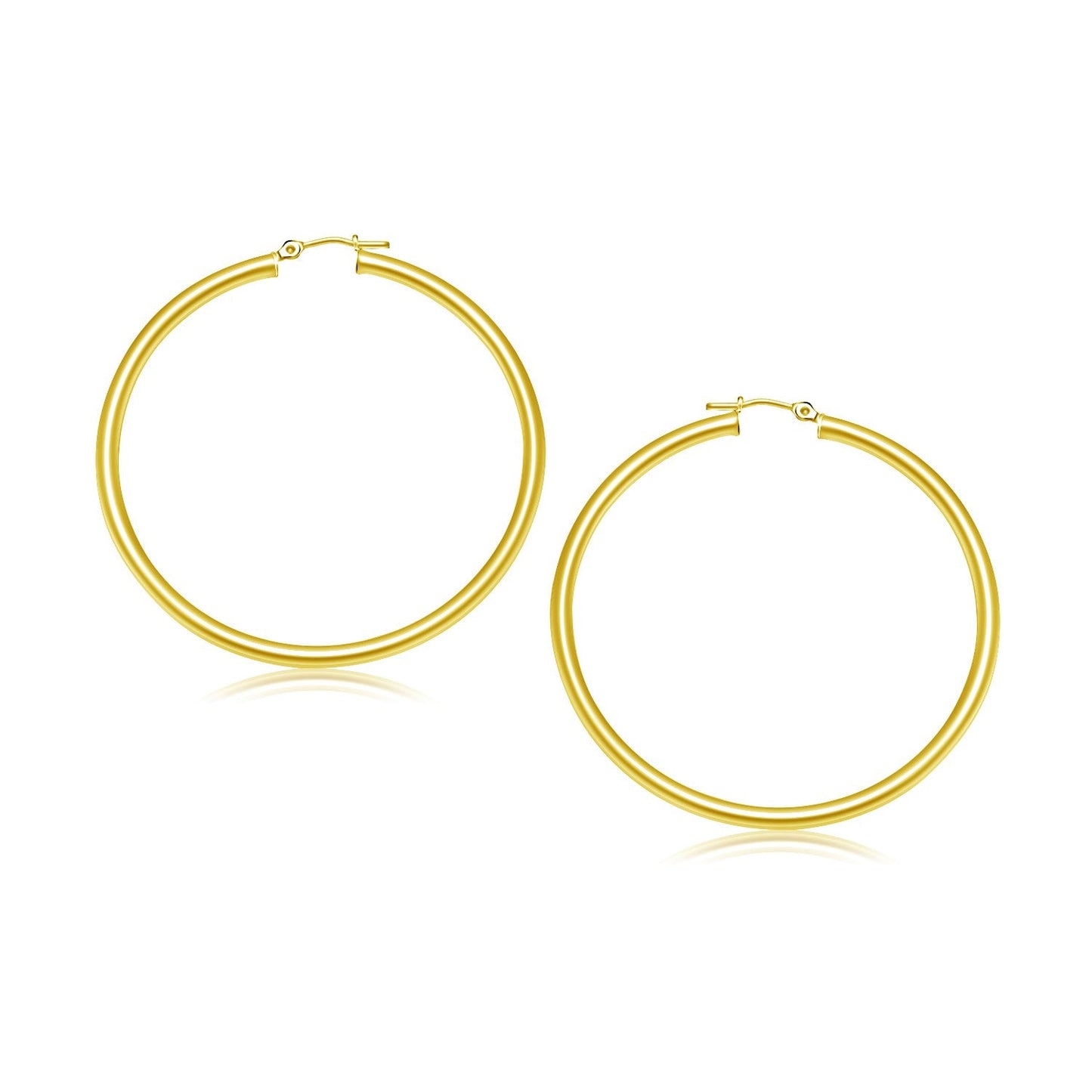 Aros de Aro Pulidos de Oro Amarillo de 10k - 30 mm