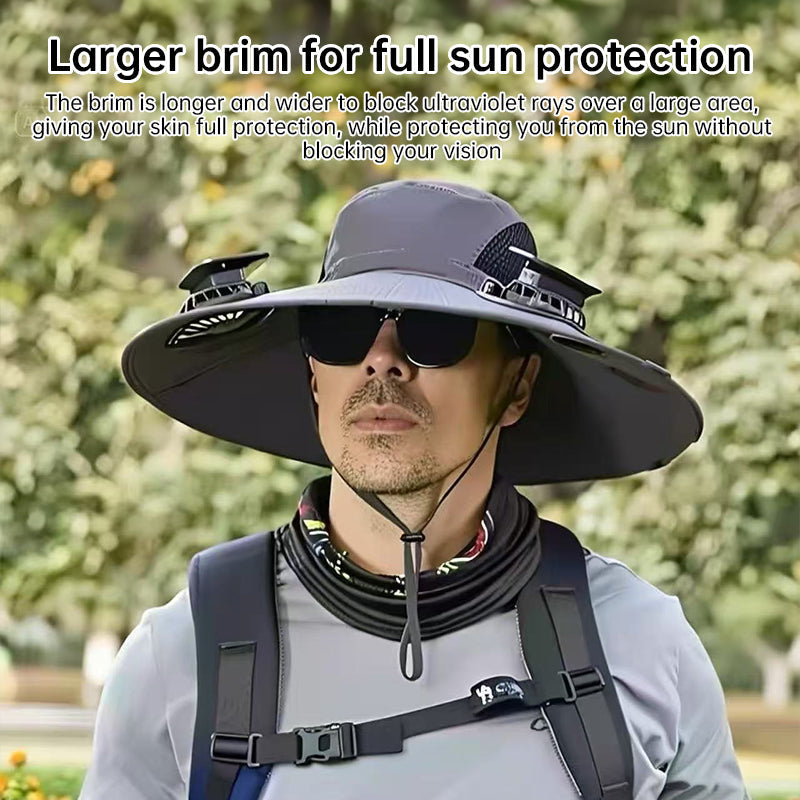Chapeau Ventilateur Solaire : Chapeau à Large Bord Premium pour Aventures en Plein Air