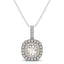14k White and Rose Gold Cushion Shape Halo Diamond Pendant