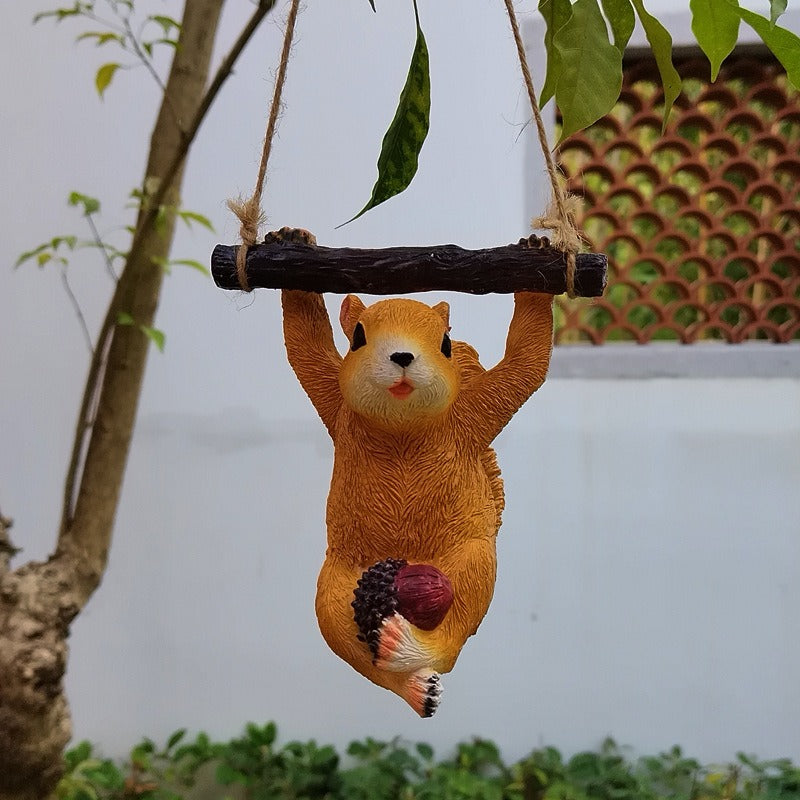 Charming Squirrel Resin Pendant for Garden Decor