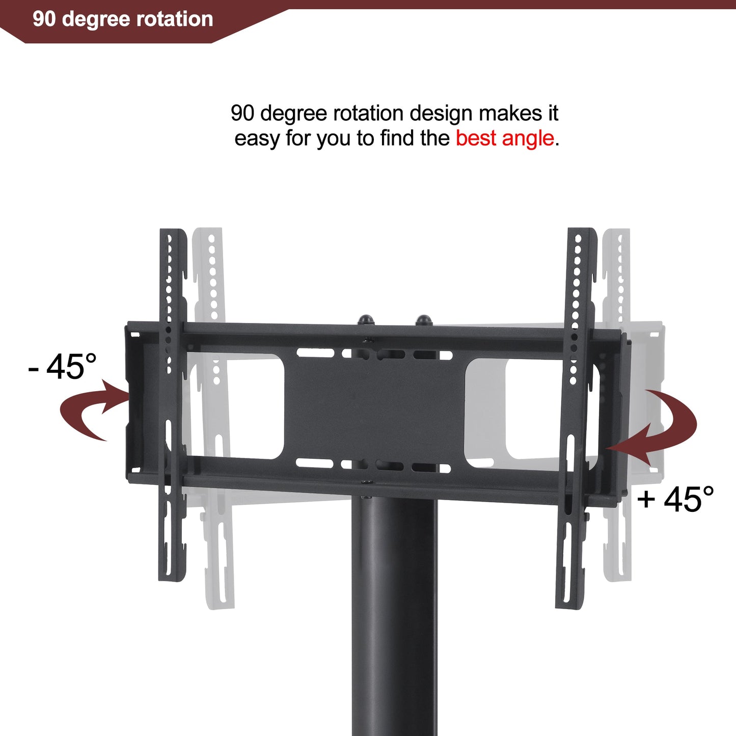 35.4 inch Black Multi-function TV Stand Height Adjustable Bracket Swivel 3-Tier - Korvel