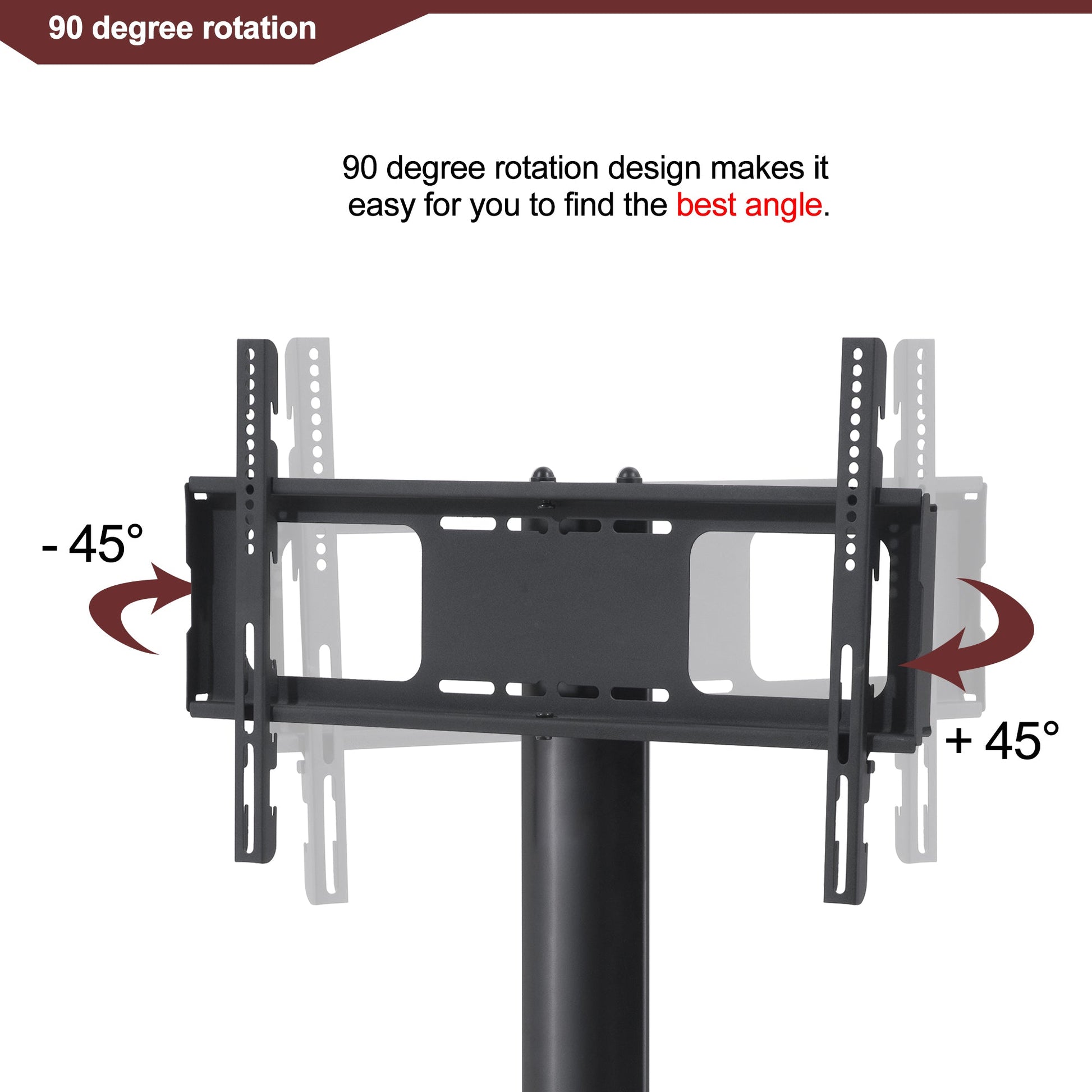 35.4 inch Black Multi-function TV Stand Height Adjustable Bracket Swivel 3-Tier - Korvel