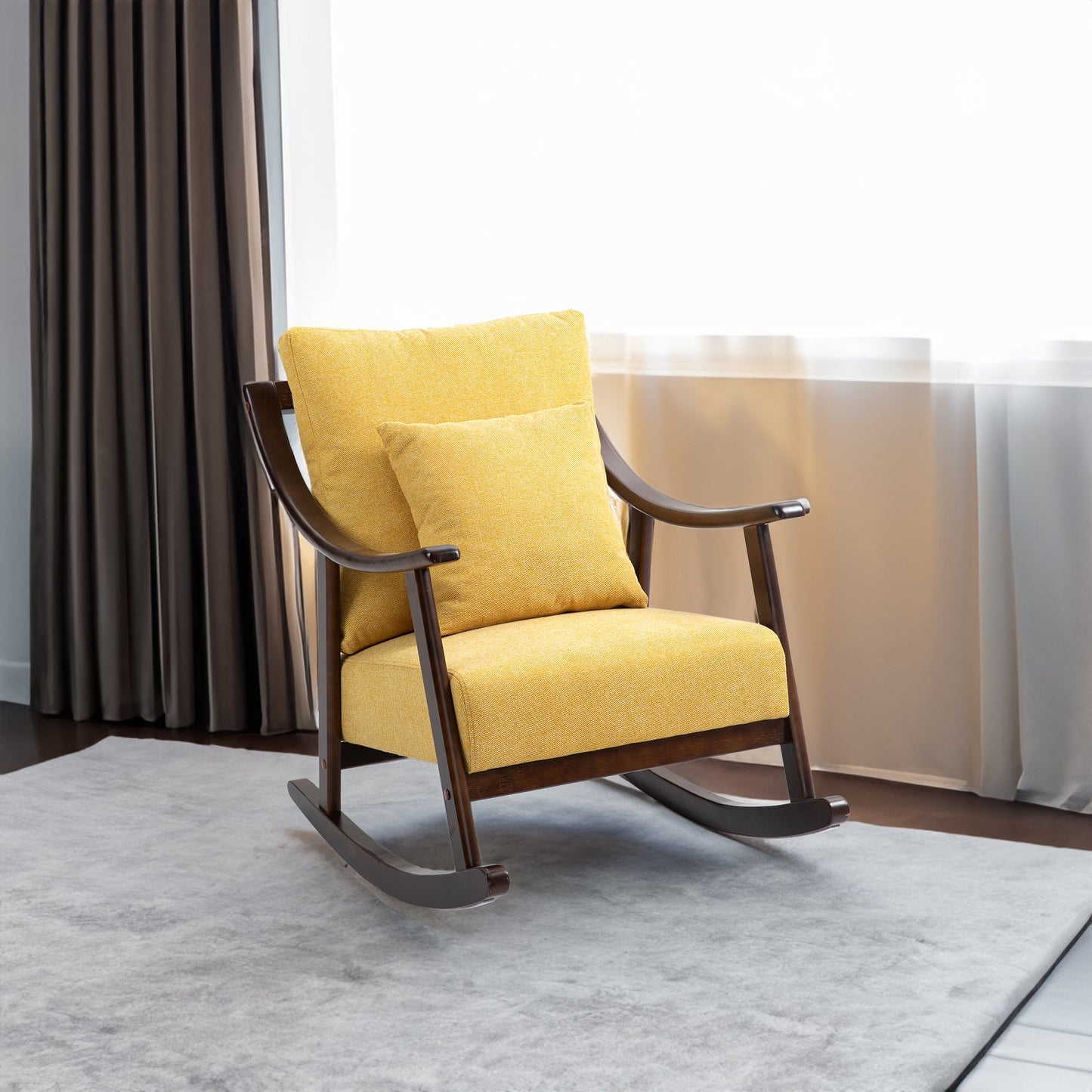 Mid Century Modern Upholstered Glider Arm Chair