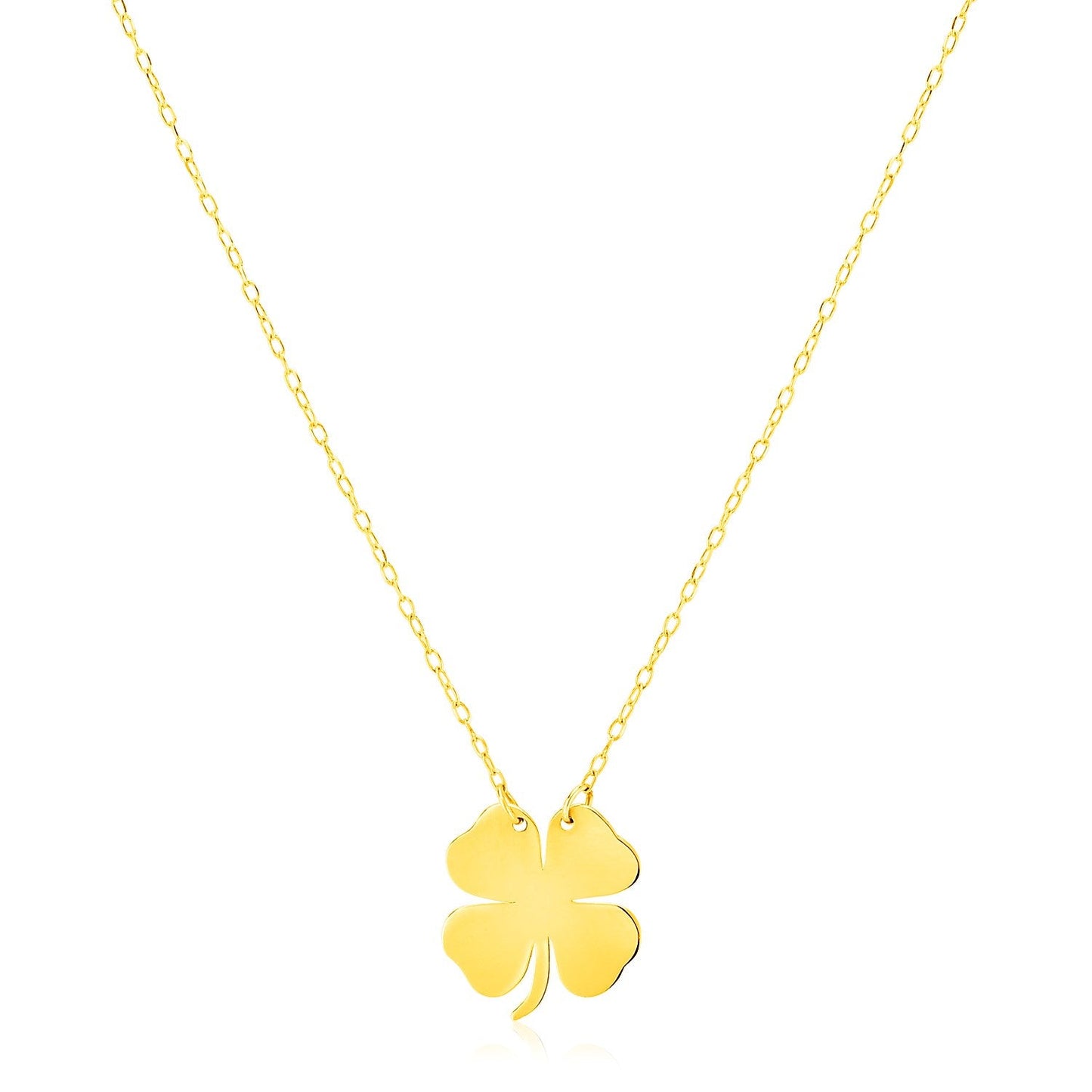Collier en or jaune 14K à quatre feuilles de trèfle