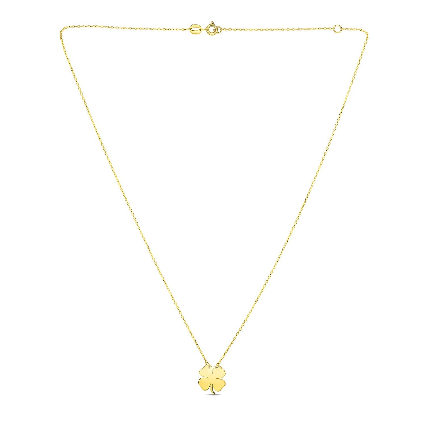 Collier en or jaune 14K à quatre feuilles de trèfle